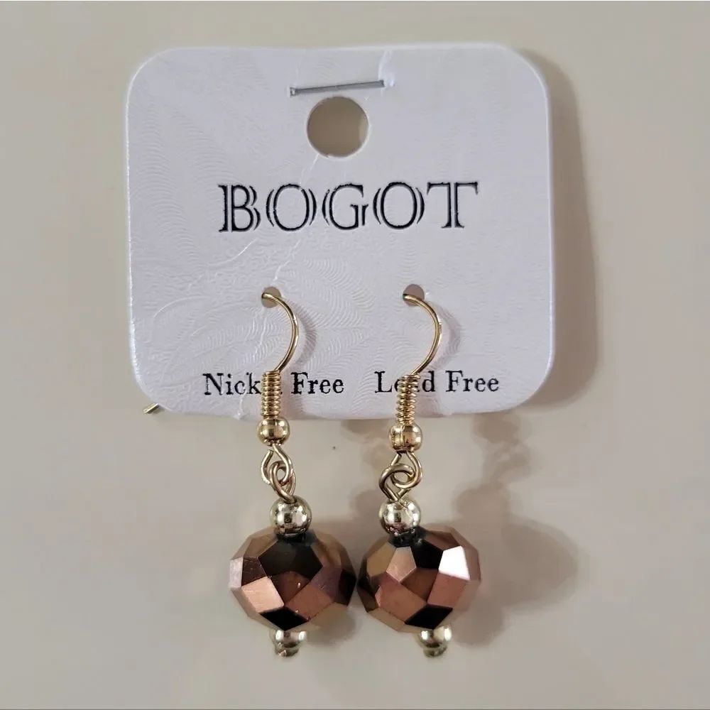 BOGOT Gold and Brown Dangle Earrings
